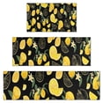 thumbnail image 1 of Yellow Lemon Fruit Slices Black Pattern Kitchen Rugs Sets Of 3,Kitchen Runner Rugs Non Skid Washable,Decorative Kitchen Floor Mats for Kitchen,Sink,Laundry,17"x30"+ 17"x47" + 17"x59", 1 of 6