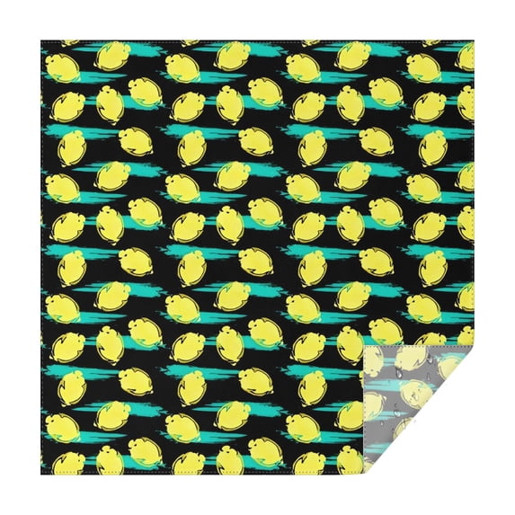 Yellow Lemon Fruit Slices Black Pattern Square Tablecloth,Waterproof Square Table Cover,Wipeable Spillproof Washable Table Cover for Home Kitchen Party Decor 60"x60"(152x152cm)