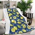 thumbnail image 1 of Yellow Lemon Fruit Slices Blue Pattern Blanket,Comfortable Soft Flannel Throw Blanket,All Season,Warm Lightweight Blankets for Sofa Bed Couch Living Room Chair,50"x60", 1 of 4