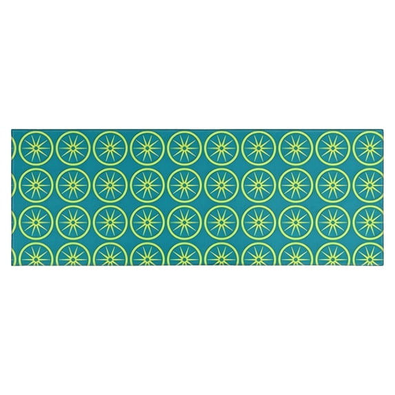Yellow Lemon Fruit Slices Blue Pattern Kitchen Rug Mat,Kitchen Runner Rugs Non Skid Washable,Decorative Kitchen Floor Mats for Kitchen,Sink,Laundry,17"X47"