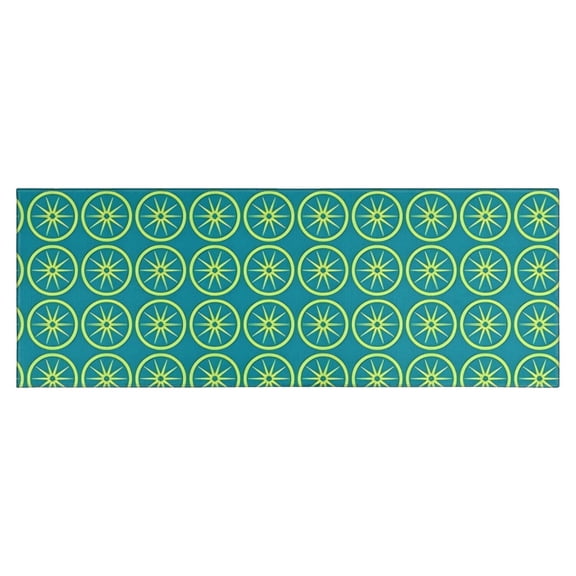 Yellow Lemon Fruit Slices Blue Pattern Kitchen Rug Mat,Kitchen Runner Rugs Non Skid Washable,Decorative Kitchen Floor Mats for Kitchen,Sink,Laundry,17"X47"