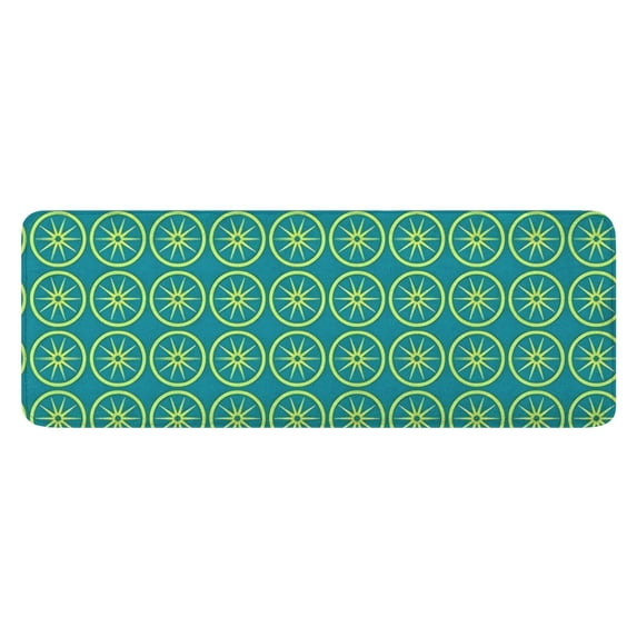 Yellow Lemon Fruit Slices Blue Pattern Kitchen Rug Mat,Kitchen Runner Rugs Non Skid Washable,Decorative Kitchen Floor Mats for Kitchen,Sink,Laundry,17"x47.2"