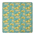 thumbnail image 1 of Yellow Lemon Fruit Slices Blue Pattern Square Fitted Tablecloth with Elastic Edge,Square Table Cover,Washable Elastic Table Cover for Home Kitchen Party Decor 36"x36", 1 of 6