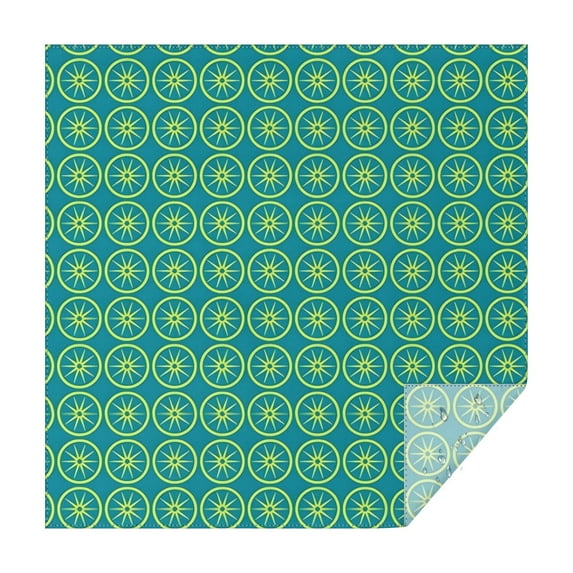 Yellow Lemon Fruit Slices Blue Pattern Square Tablecloth,Waterproof Square Table Cover,Wipeable Spillproof Washable Table Cover for Home Kitchen Party Decor 60"x60"(152x152cm)