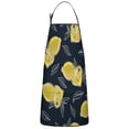 thumbnail image 1 of Yellow Lemon Fruit Slices DarkBlue Pattern Apron-Garden Aprons for Women with Pockets-Cotton Linen Waterproof Kitchen Cooking Gardening Aprons Adjustable for Kitchen,Cooking,BBQ and Salon 33x27 Inch, 1 of 4