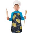 thumbnail image 1 of Yellow Lemon Fruit Slices DarkBlue Pattern Kids Aprons for Girls and Boys,Adjustable Neck Strap Toddler Aprons for Kids Cooking Baking, 1 of 6