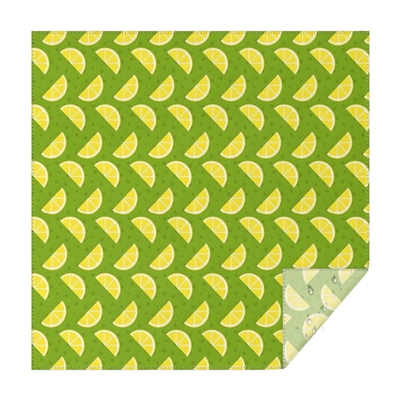 Yellow Lemon Fruit Slices Green Pattern Square Tablecloth,Waterproof Square Table Cover,Wipeable Spillproof Washable Table Cover for Home Kitchen Party Decor 60"x60"(152x152cm)