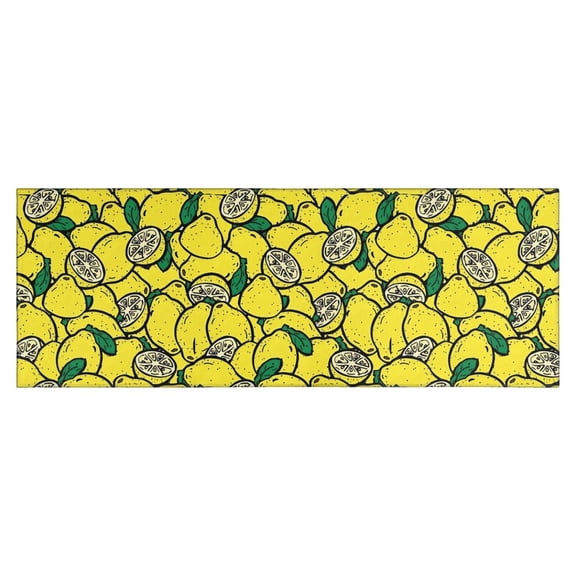 Yellow Lemon Fruit Slices Kitchen Rug Mat,Kitchen Runner Rugs Non Skid Washable,Decorative Kitchen Floor Mats for Kitchen,Sink,Laundry,17"X47"