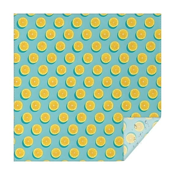 Yellow Lemon Fruit Slices LightBlue Pattern Square Tablecloth,Waterproof Square Table Cover,Wipeable Spillproof Washable Table Cover for Home Kitchen Party Decor 60"x60"(152x152cm)