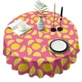 thumbnail image 1 of Yellow Lemon Fruit Slices Pink Pattern Round Tablecloth 60"x60",Wrinkle Wipeable Table Cloth for Kitchen Dining Room Picnic Patio Party, 1 of 6