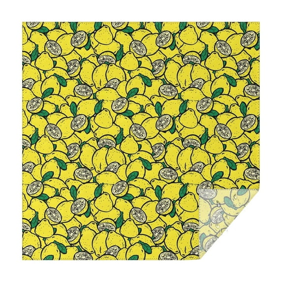 Yellow Lemon Fruit Slices Square Tablecloth,Waterproof Square Table Cover,Wipeable Spillproof Washable Table Cover for Home Kitchen Party Decor 42"X42"(107x107cm)