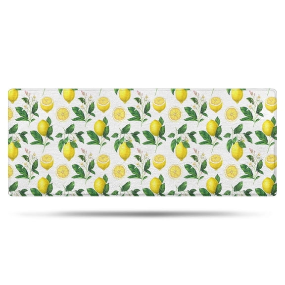 Yellow Lemon Fruit Slices White Pattern Bathroom Rugs Mat,Non Slip Microfiber Bathroom Rug,Rubber Backing,Soft Bathroom Mats for Bathroom Floor,Tub and Shower,60x24in(150x60cm)