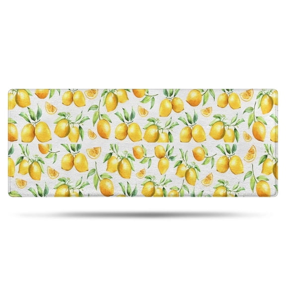 Yellow Lemon Fruit Slices White Pattern Bathroom Rugs Mat,Non Slip Microfiber Bathroom Rug,Rubber Backing,Soft Bathroom Mats for Bathroom Floor,Tub and Shower,60x24in(150x60cm)
