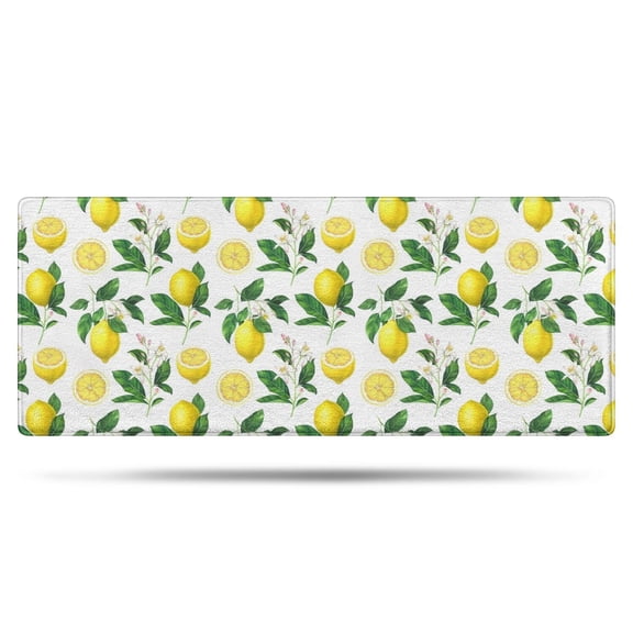 Yellow Lemon Fruit Slices White Pattern Bathroom Rugs Mat,Non Slip Microfiber Bathroom Rug,Rubber Backing,Soft Bathroom Mats for Bathroom Floor,Tub and Shower,60x24in(150x60cm)