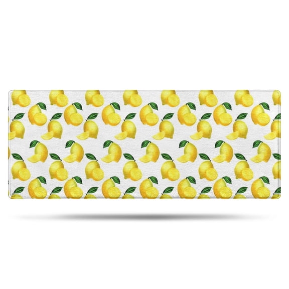 Yellow Lemon Fruit Slices White Pattern Bathroom Rugs Mat,Non Slip Microfiber Bathroom Rug,Rubber Backing,Soft Bathroom Mats for Bathroom Floor,Tub and Shower,60x24in(150x60cm)