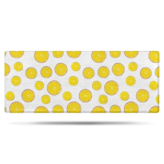 Yellow Lemon Fruit Slices White Pattern Bathroom Rugs Mat,Non Slip Microfiber Bathroom Rug,Rubber Backing,Soft Bathroom Mats for Bathroom Floor,Tub and Shower,60x24in(150x60cm)