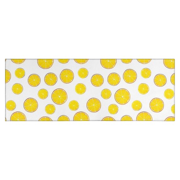 Yellow Lemon Fruit Slices White Pattern Kitchen Rug Mat,Kitchen Runner Rugs Non Skid Washable,Decorative Kitchen Floor Mats for Kitchen,Sink,Laundry,17"X47"