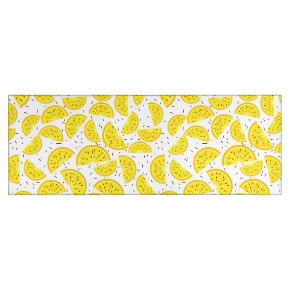 Yellow Lemon Fruit Slices White Pattern Kitchen Rug Mat,Kitchen Runner Rugs Non Skid Washable,Decorative Kitchen Floor Mats for Kitchen,Sink,Laundry,17"X47"