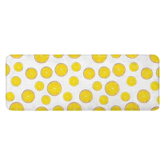 Yellow Lemon Fruit Slices White Pattern Kitchen Rug Mat,Kitchen Runner Rugs Non Skid Washable,Decorative Kitchen Floor Mats for Kitchen,Sink,Laundry,17"x47.2"