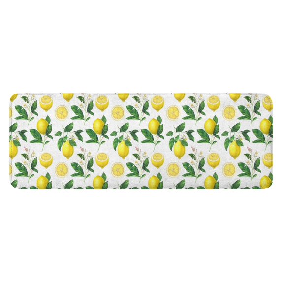 Yellow Lemon Fruit Slices White Pattern Kitchen Rug Mat,Kitchen Runner Rugs Non Skid Washable,Decorative Kitchen Floor Mats for Kitchen,Sink,Laundry,17"x47.2"
