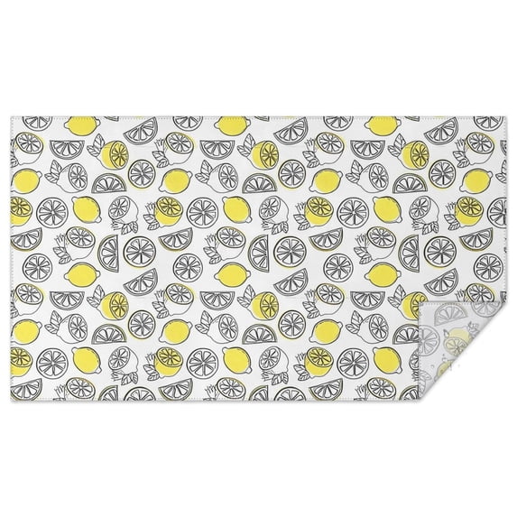 Yellow Lemon Fruit Slices White Pattern Rectangle Tablecloth 60"x102",Waterproof Polyester Rectangle Table Cloth, Wipeable Spillproof Polyester Tablecloth for Dining, Camping, Indoor and Outdoor