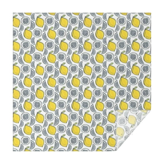 Yellow Lemon Fruit Slices White Pattern Square Tablecloth,Waterproof Square Table Cover,Wipeable Spillproof Washable Table Cover for Home Kitchen Party Decor 60"x60"(152x152cm)