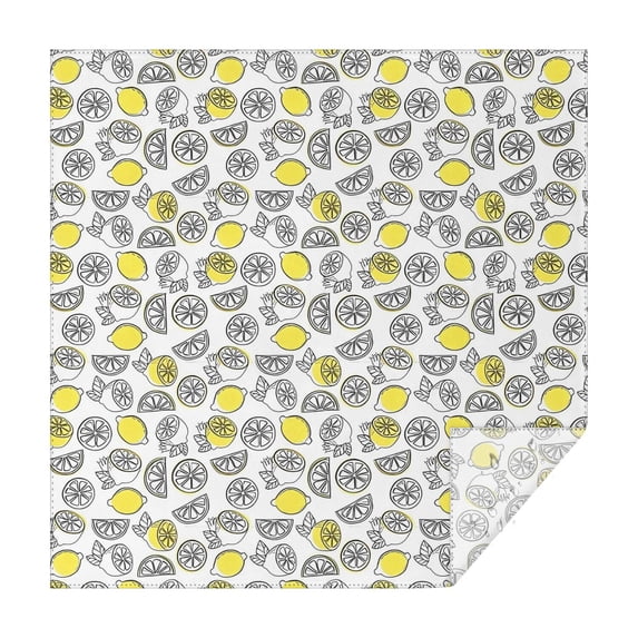 Yellow Lemon Fruit Slices White Pattern Square Tablecloth,Waterproof Square Table Cover,Wipeable Spillproof Washable Table Cover for Home Kitchen Party Decor 60"x60"(152x152cm)