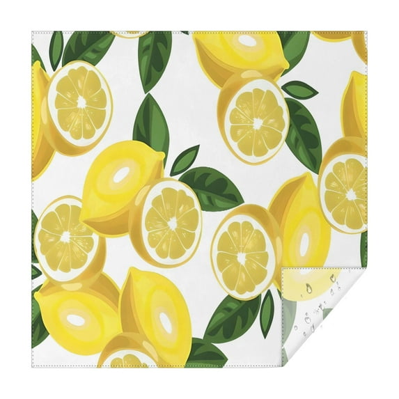 Yellow Lemon Fruit Slices White Pattern Square Tablecloth,Waterproof Square Table Cover,Wipeable Spillproof Washable Table Cover for Home Kitchen Party Decor 60"x60"(152x152cm)