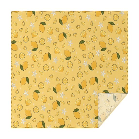 Yellow Lemon Fruit Slices Yellow Pattern Square Tablecloth,Waterproof Square Table Cover,Wipeable Spillproof Washable Table Cover for Home Kitchen Party Decor 42"X42"(107x107cm)