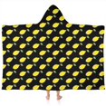 thumbnail image 1 of Yellow Lemon Fruits Black Pattern Hooded Bath Towel，60"x35" for Ages 3 To 12 Kids, Quick Dry Lightweight Soft Microfiber Hood Beach Towel Cover Up for Kids, 1 of 7