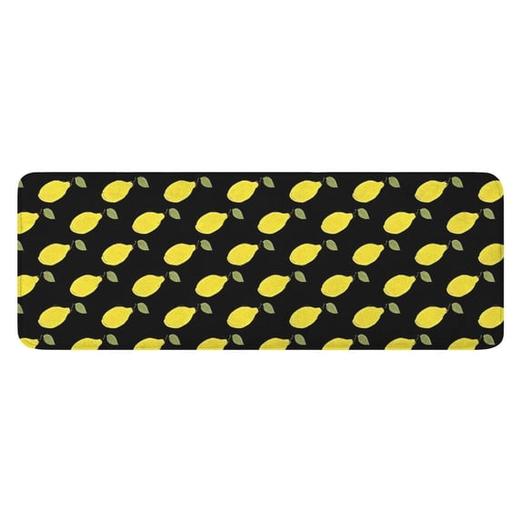 Yellow Lemon Fruits Black Pattern Kitchen Rug Mat,Kitchen Runner Rugs Non Skid Washable,Decorative Kitchen Floor Mats for Kitchen,Sink,Laundry,17"x47.2"