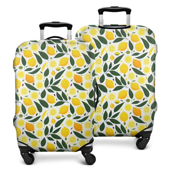 Yellow Lemon Fruits GreenLeaves Pattern Luggage Cover Fashion Suitcase Cover Baggage Covers Fit 25-28 Inch Luggage (Go Travel)