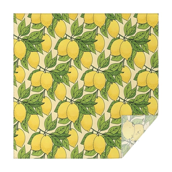 Yellow Lemon Fruits GreenLeaves Pattern Square Tablecloth,Waterproof Square Table Cover,Wipeable Spillproof Washable Table Cover for Home Kitchen Party Decor 60"x60"(152x152cm)