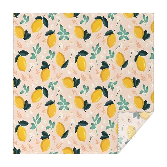 Yellow Lemon Fruits GreenLeaves Pattern Square Tablecloth,Waterproof Square Table Cover,Wipeable Spillproof Washable Table Cover for Home Kitchen Party Decor 60"x60"(152x152cm)