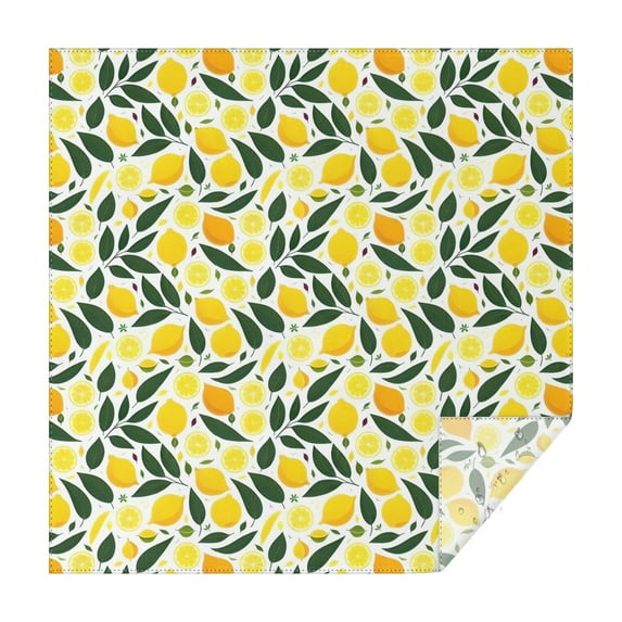 Yellow Lemon Fruits GreenLeaves Pattern Square Tablecloth,Waterproof Square Table Cover,Wipeable Spillproof Washable Table Cover for Home Kitchen Party Decor 60"x60"(152x152cm)