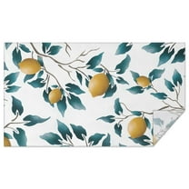 Yellow Lemon Fruits White Pattern Rectangle Tablecloth 60"x102",Waterproof Polyester Rectangle Table Cloth, Wipeable Spillproof Polyester Tablecloth for Dining, Camping, Indoor and Outdoor