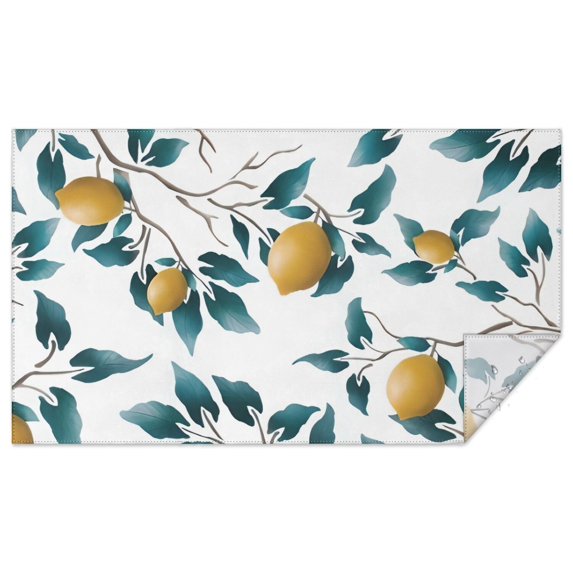 Yellow Lemon Fruits White Pattern Rectangle Tablecloth 60"x102",Waterproof Polyester Rectangle Table Cloth, Wipeable Spillproof Polyester Tablecloth for Dining, Camping, Indoor and Outdoor