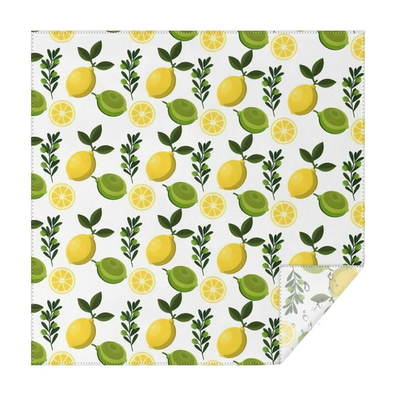 Yellow Lemon Fruits White Pattern Square Tablecloth,Waterproof Square Table Cover,Wipeable Spillproof Washable Table Cover for Home Kitchen Party Decor 52"x52"(132x132cm)