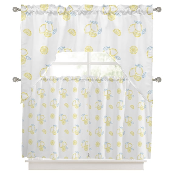 Yellow Lemon Kitchen Curtains Swag Valance and Tier Curtains Set 24 ...