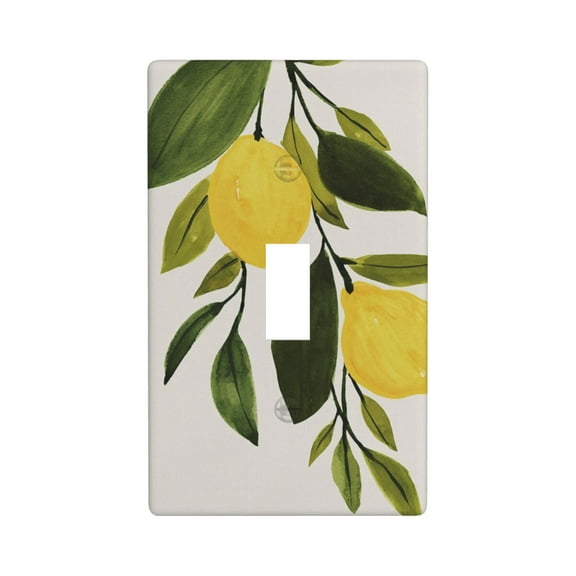 Yellow Lemon Leaf Light Switch Cover Plates Single Toggle Wall Plate, Decorative 1-Gang Christmas Decor Lightswitch Cover