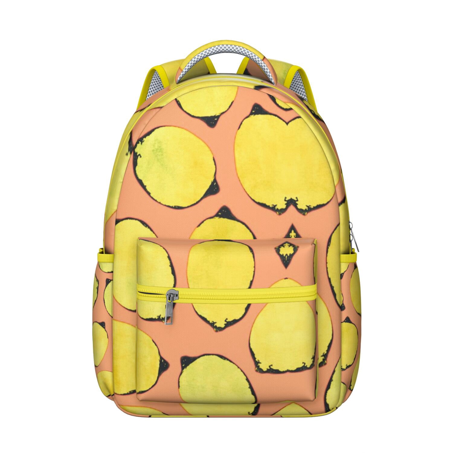 Yellow Lemon Lover Backpack - Vintage Inspired Waterproof Bookbag for Teens, Lightweight Daypack with Breathable Shoulder Straps & Organized Storage