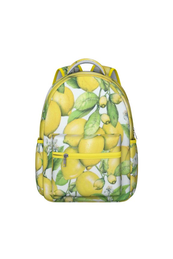 Yellow Lemon Lover Backpack - Vintage Inspired Waterproof Bookbag for Teens, Lightweight Daypack with Breathable Shoulder Straps & Organized Storage