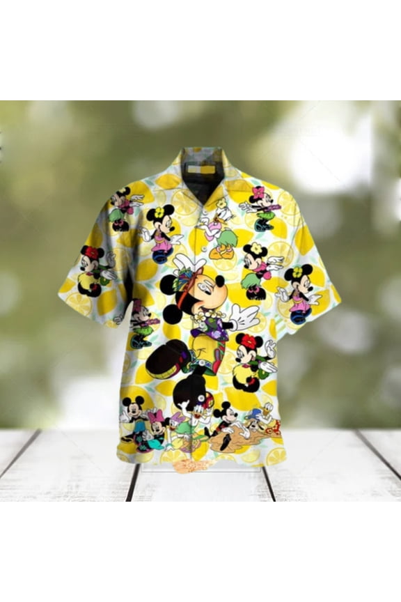 Yellow Lemon Mickey Mouse Hawaiian Shirt Summer Gift For Friend