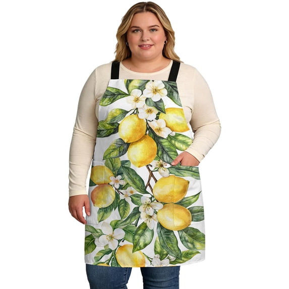 Spring Kitchen Spray Yellow Lemon Oversized Apron for Women Men, Simple Spring Botanical ...