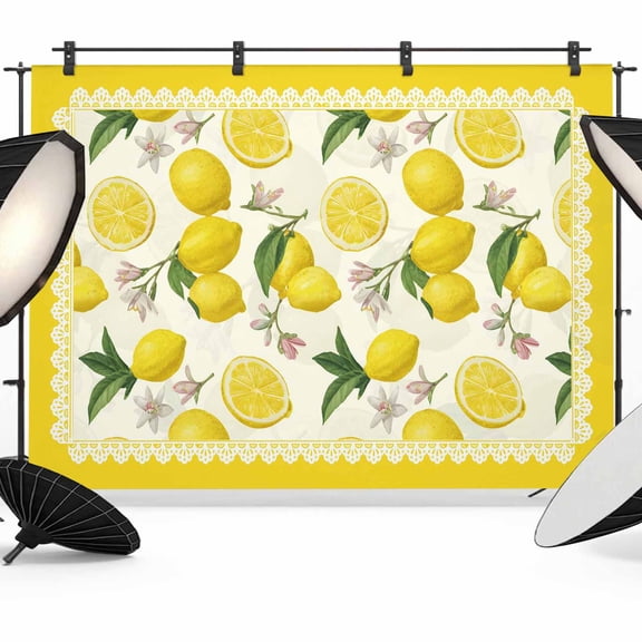 Yellow Lemon Photography Backdrop 7x5FT, Floral Leaf Summer Fruit Farmhouse Pastoral Photo Backdrops, Background for Photography Studio Photo Studio Background, Back Drop for Photoshoot