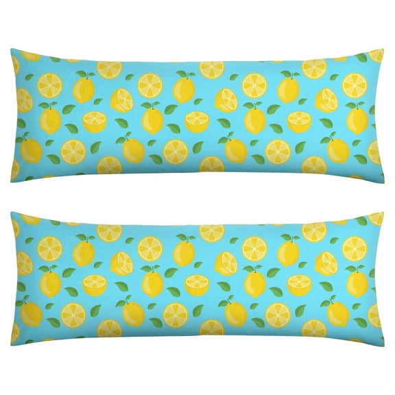 Yellow Lemon Pillow Cover Cute Cartoon Fruit Design, Kawaii I Love Lemons Print, Durable Velvet for Indoor & Outdoor Use