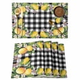 thumbnail image 1 of Yellow Lemon Placemats Set of 2, Black White Plaid Leaf Pink Flower Floral Non-Slip Place Mats Washable Table Mats for Kitchen Dining Table Decorations Indoor/Outdoor, 1 of 9