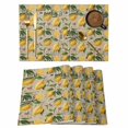 thumbnail image 1 of Yellow Lemon Placemats Set of 4, Brown Vintage Summer Fruit Watercolor Placemats for Dining Table, Place Mats for Kitchen Tabletop, Waterproof Wipeable Dining Table Mats Set, 1 of 9
