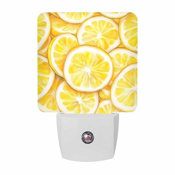 Yellow Lemon Plug-in LED Night Lights Summer Fruit Auto Dusk-to-Dawn Sensor for Bedroom, Bathroom, Kitchen, Nursery, Hallway, Stairs, Wall Home Decor