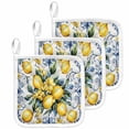 thumbnail image 1 of Yellow Lemon Pot Holders for Kitchen Heatproof Potholder, 3 Pack Middle Century Blue Italian Textured Hot Pads Multipurpose Oven Pads Cloth Potholders Trivet for Cooking Baking, 1 of 8